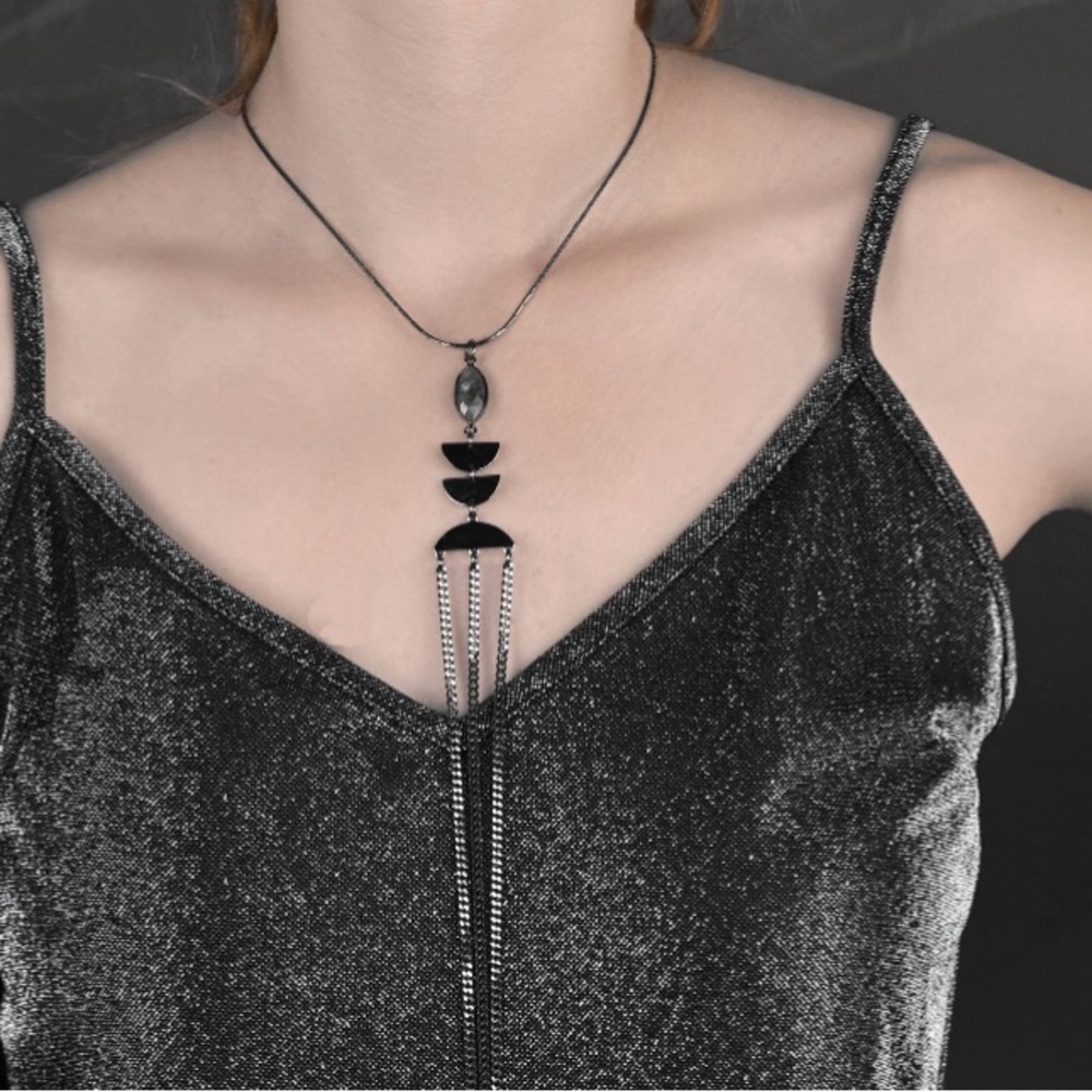 Gunmetal Moonbeam Waterfall Necklace
